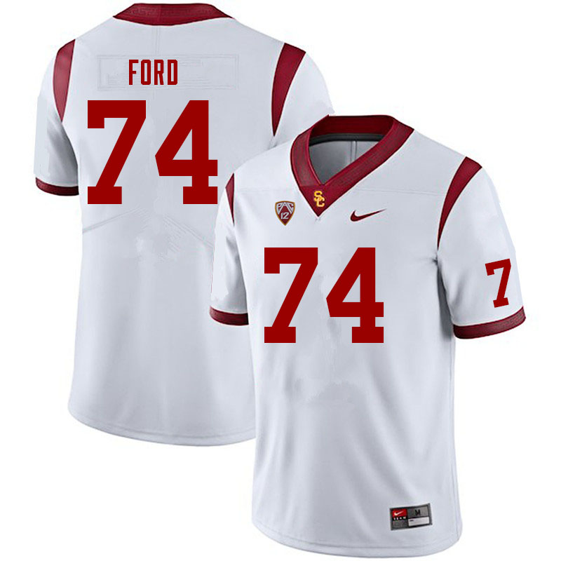 Men #74 Courtland Ford USC Trojans College Football Jerseys Sale-White